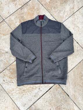 Ted Baker London Mens Size 5 Gray Sardin Quilted Full Zip Funnel Neck Jacket